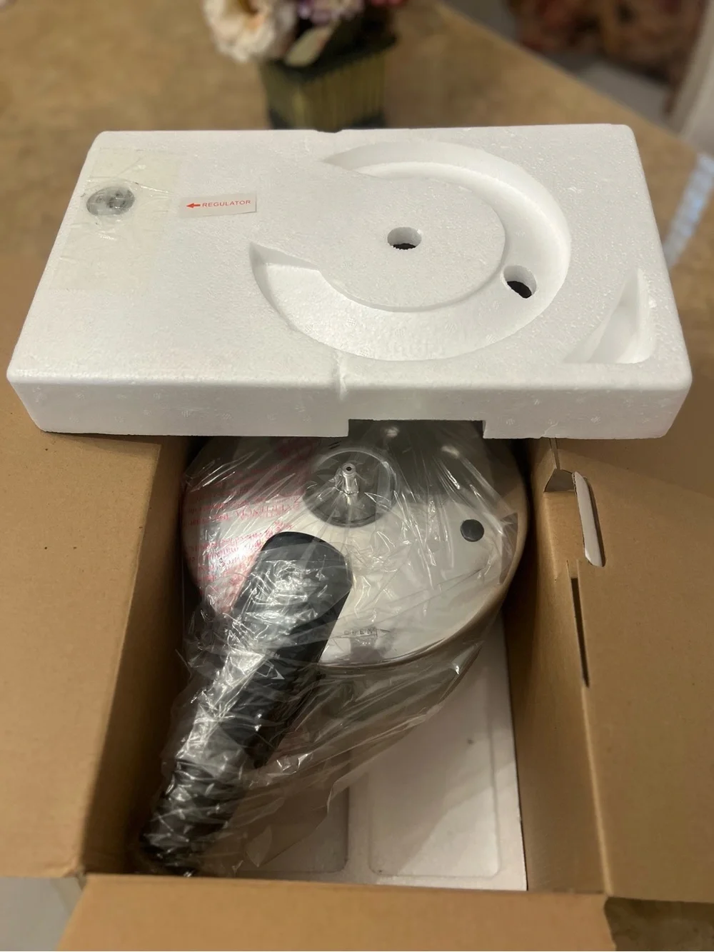 New - 6 Quart Stainless Steel Pressure Cooker with Black Handles